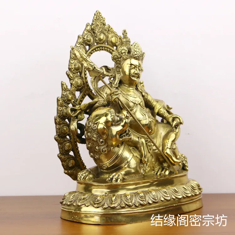 7-Inch pure copper treasure king sitting statue tantra yellow god of wealth buddha handicrafts Duowen Tianwang Bishamen Protecto