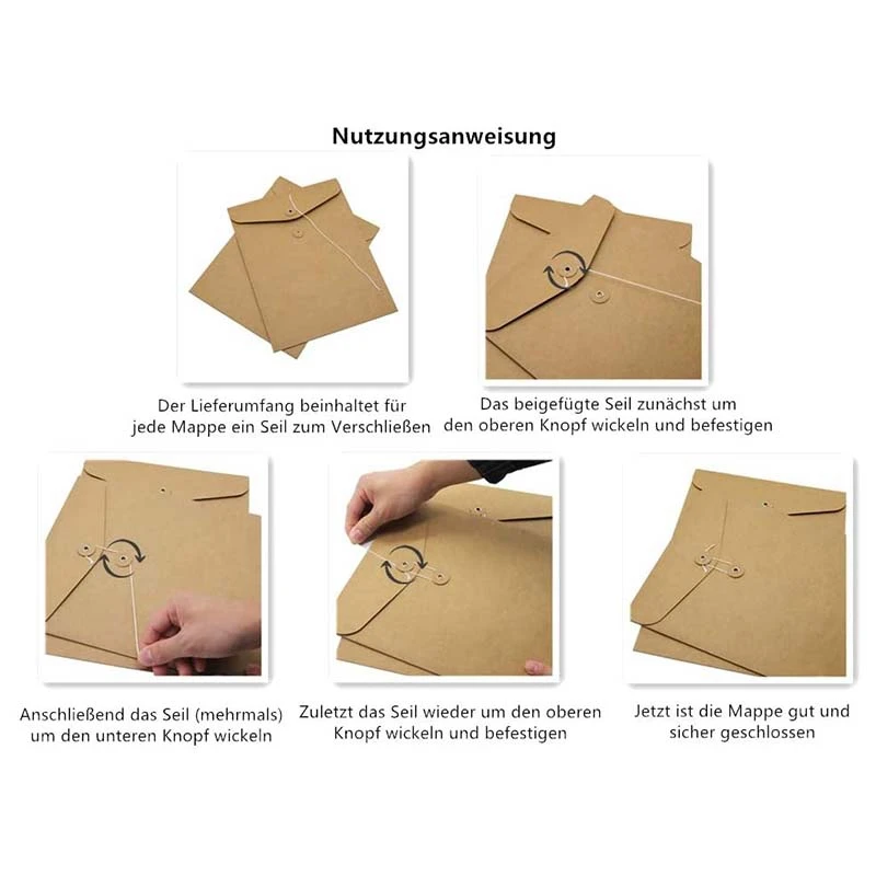 10Er Document Case Made Of Cardboard / Kraft Paper In A4 Format, Document Folder, Briefcase, File Folder, 31 X 24 Cm