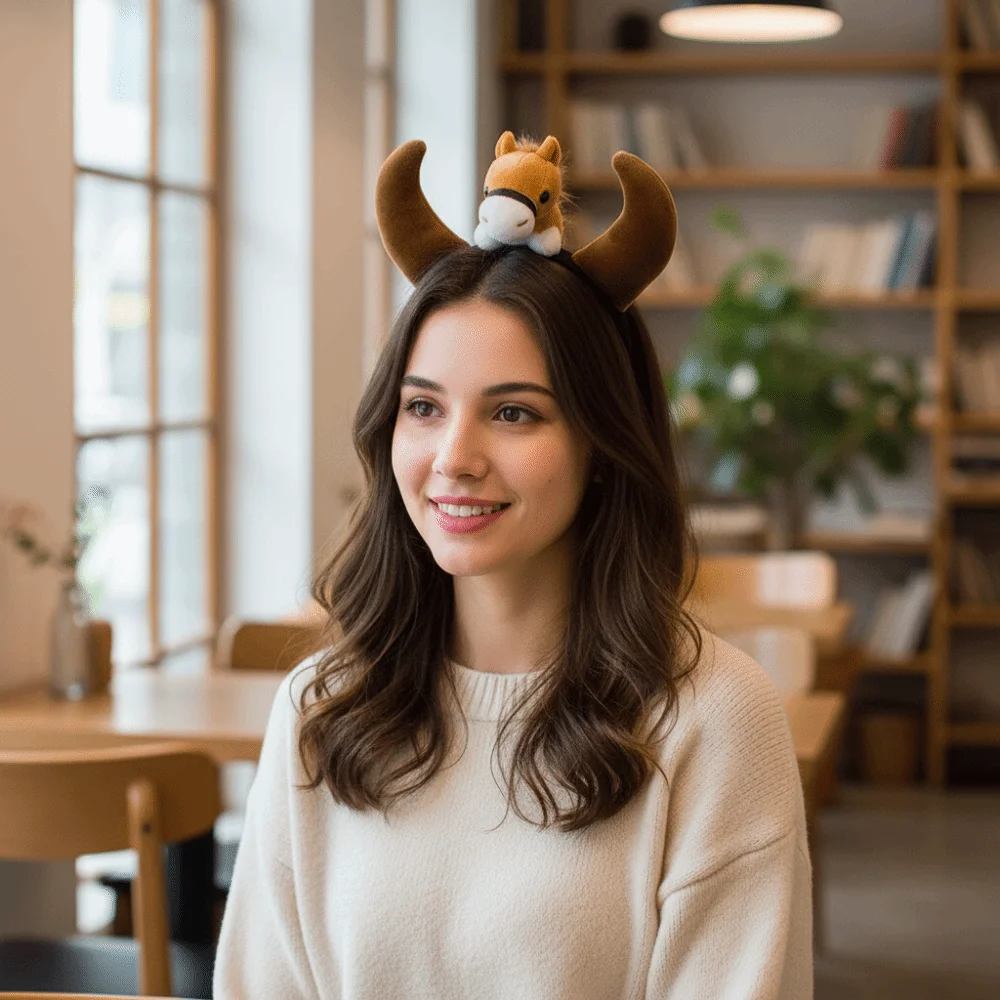 رائعة الكرتون الحصان الشعر هوب التميمة الأحمر السنة الجديدة عقال أغطية الرأس المهر الحصان عقال الطرف الديكور