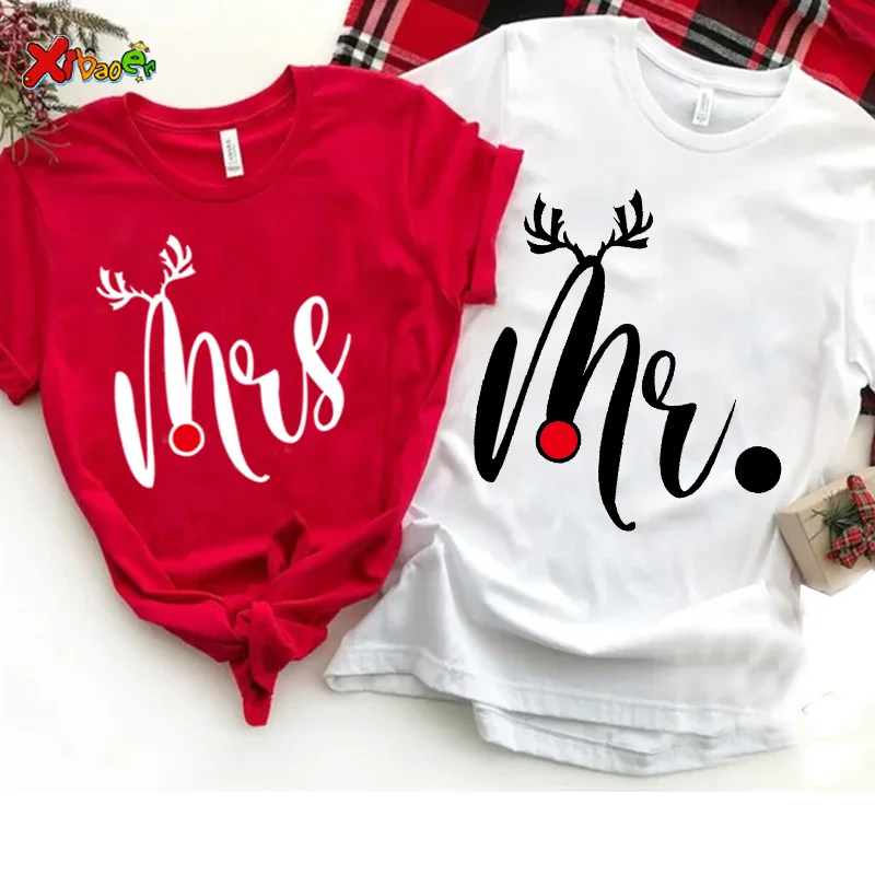 Christmas Couple Shirt Couple Matching Outfits Mr Mrs Christmas 2022 Couple Matching Pajamas Family Familia Couple Gift  T Shirt