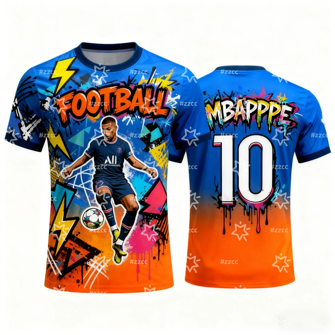 2025 Mbappe character printed football jersey 3d Printing Autumn Sports Dry Quickly Men's T-Shirt Kid's Clothing Tee Y2k Woman