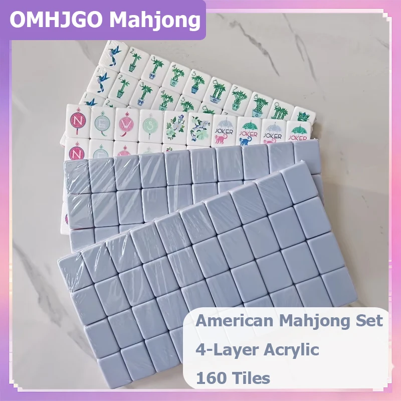 Hot 4-Layer Acrylic Luxury Mahjong Tiles American Mahjong Set 160 Tiles Portable Travel Home Party Game Mah Jongg Surprise Gifts