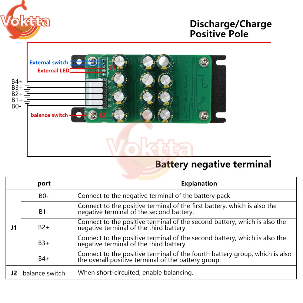 4S 5.5A BMS لوحة التوازن النشط مكثف الثلاثي الحديد بطارية ليثيوم الجهد الفرق التعادل قدرة الانتعاش حماية