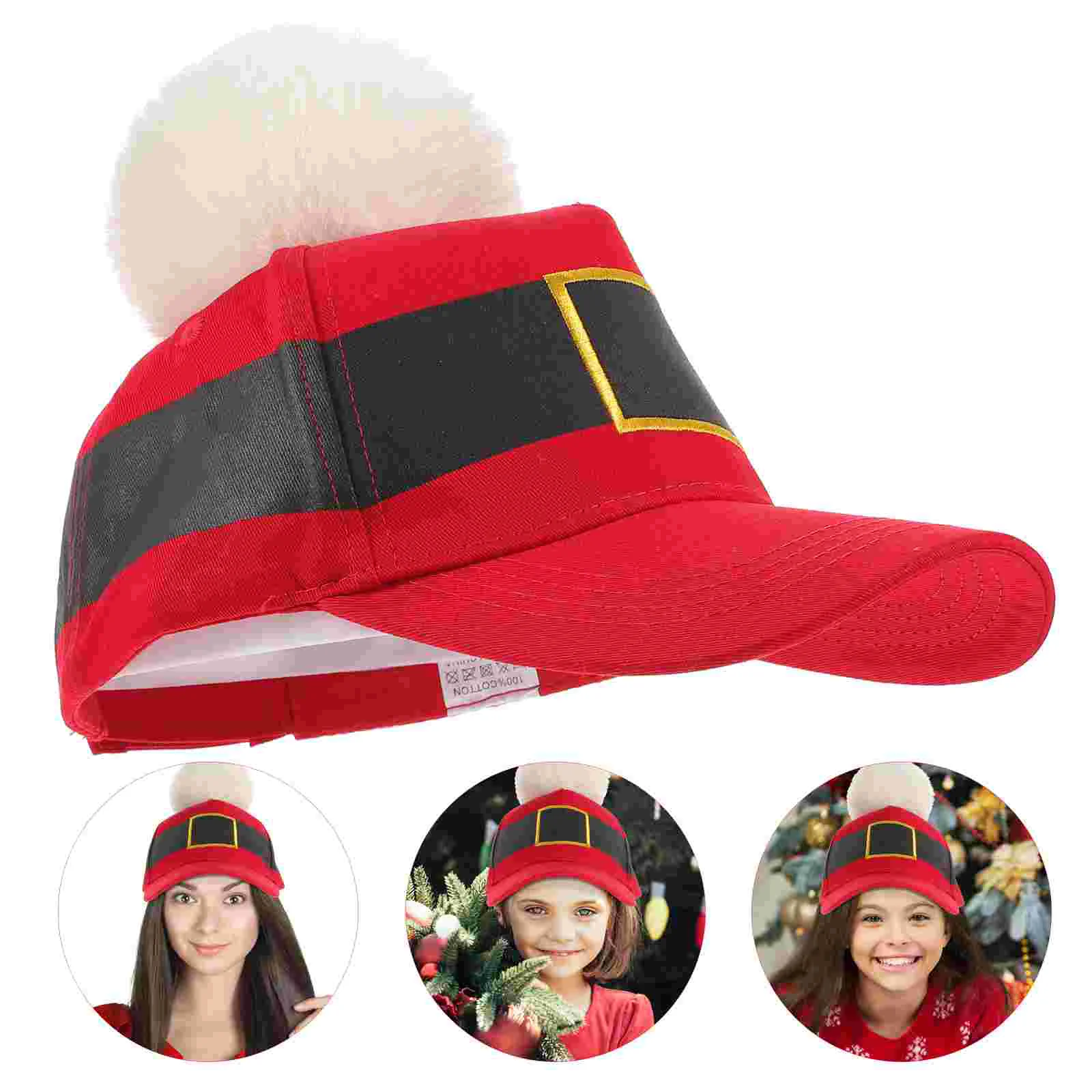 

Funny Christmas Baseball Adjustable Christmas Hat with Plush Christmas Costume Prop red baseball hat Christmas costume accessory