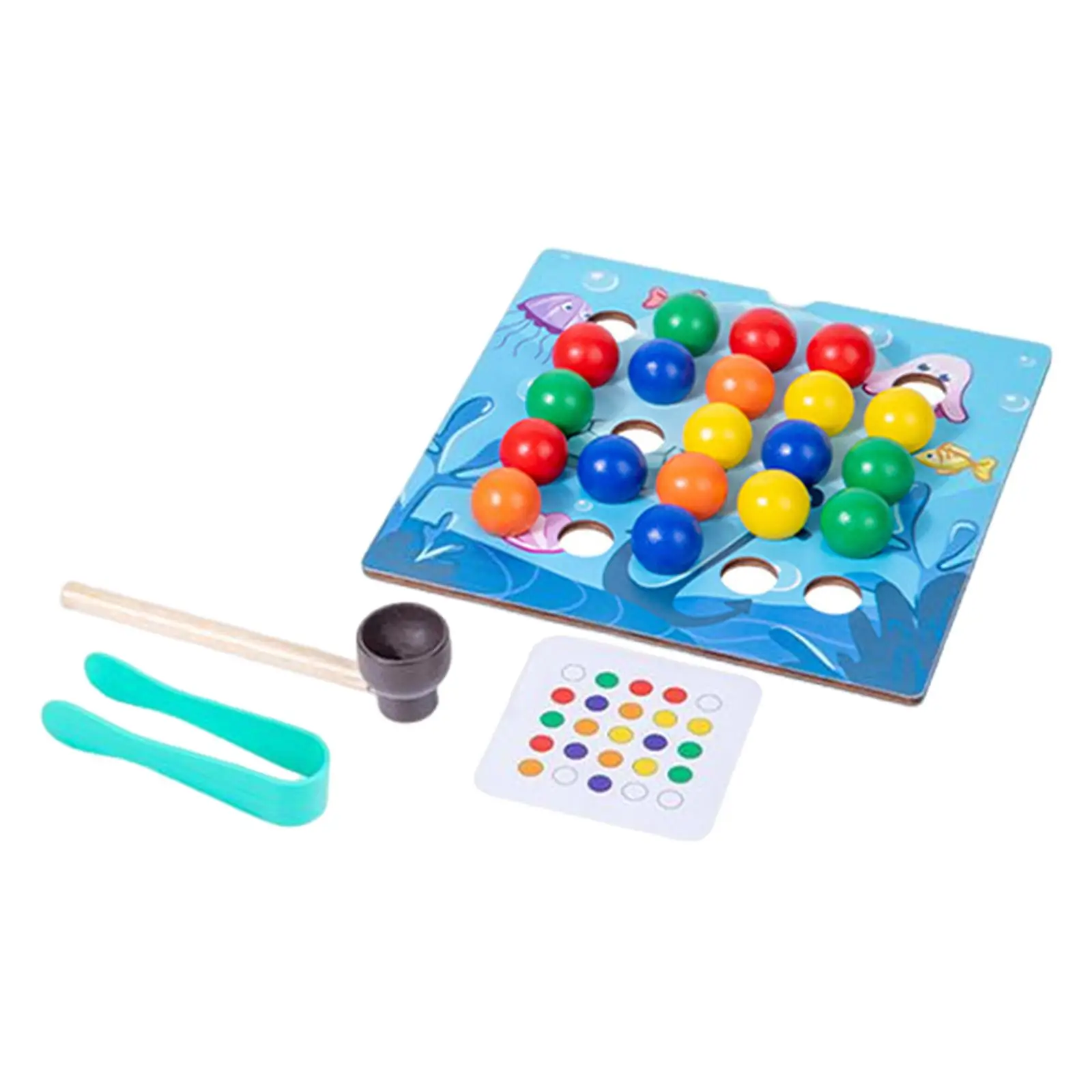 Wooden Clip Bead Game Montessori Rainbow Sorting Stacking Toy for Kids Fine Motor Skills Learning Math Puzzle Educational Gift