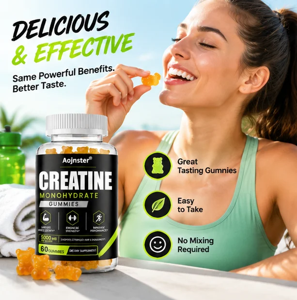 Creatine Monohydrate Gummies 5000mg Per Serving, Chewable Fitness Supplement, Support Muscle, Strength & Exercise Endurance