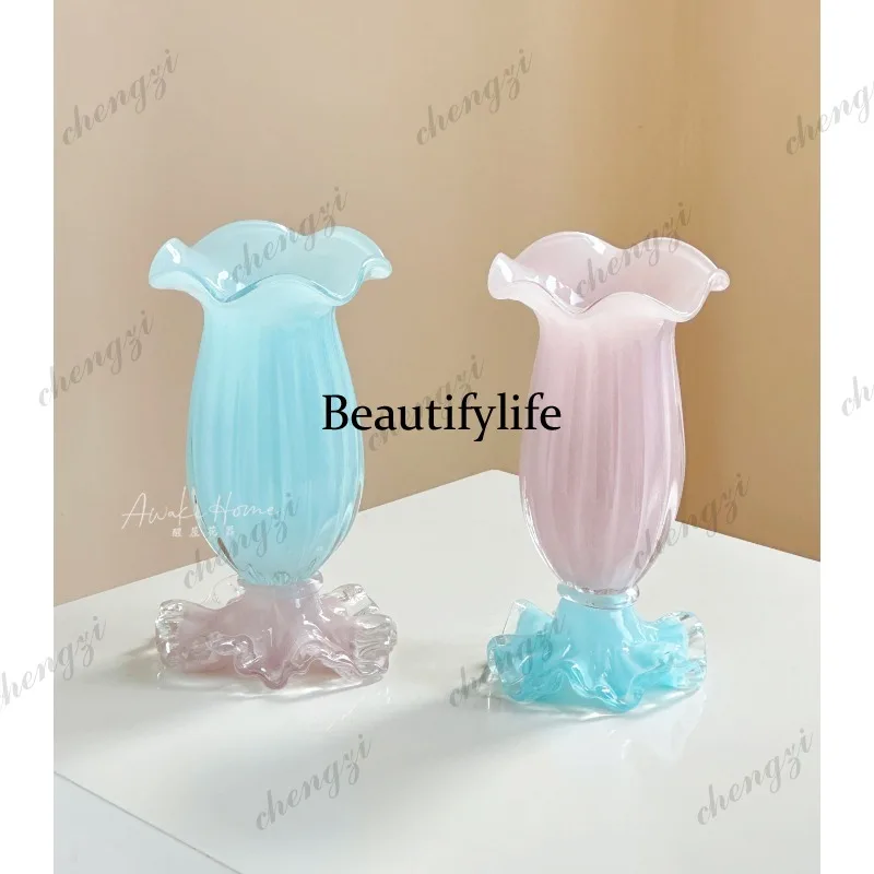 French light luxury windshield glazed vase dining table surface coffee table hydroponic flower ornament
