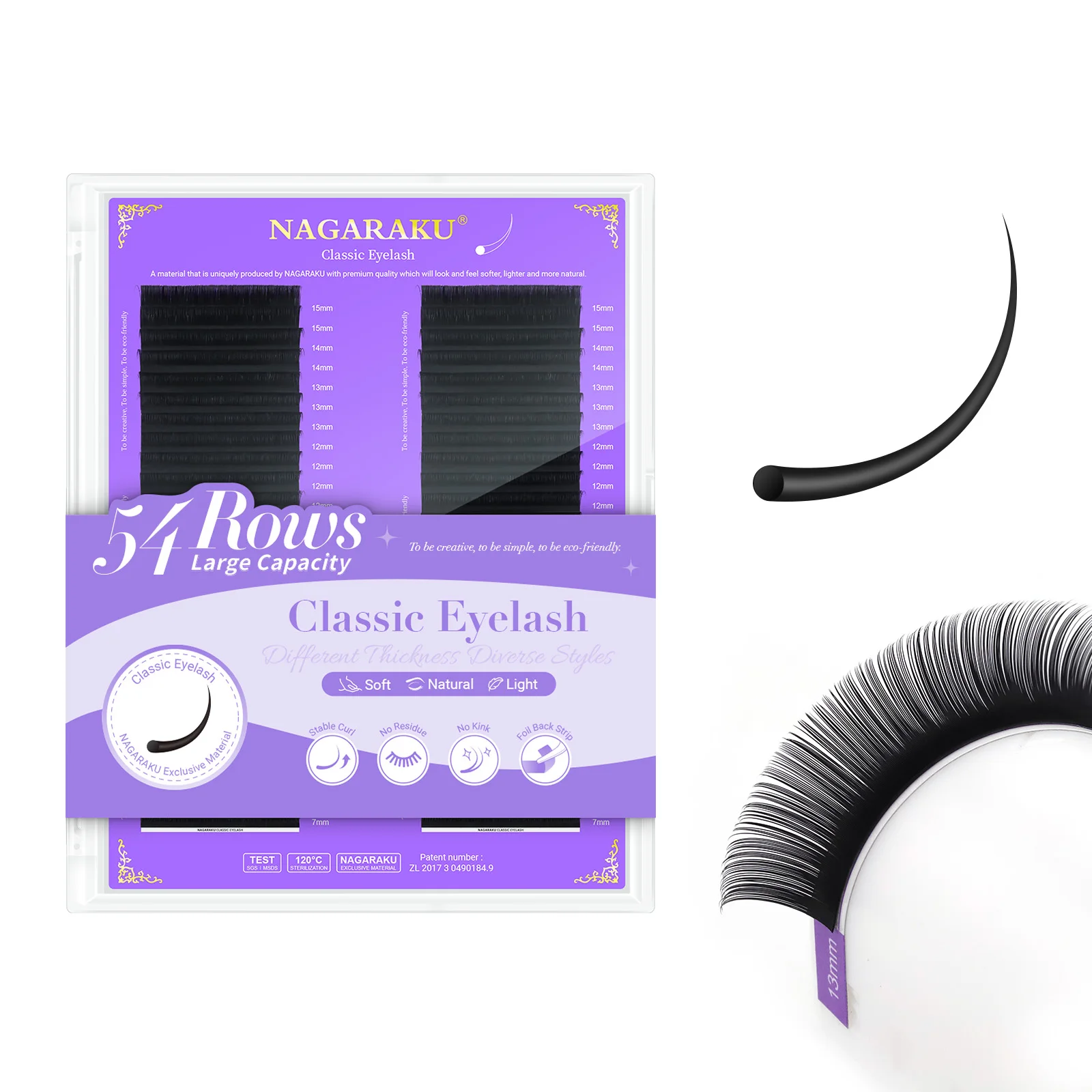 NAGARAKU54 Rows Large Capacity Classic Eyelash Stable Curl Mage Volume Lash Mix7-15mm  False Lashes  Eyelash Extensions