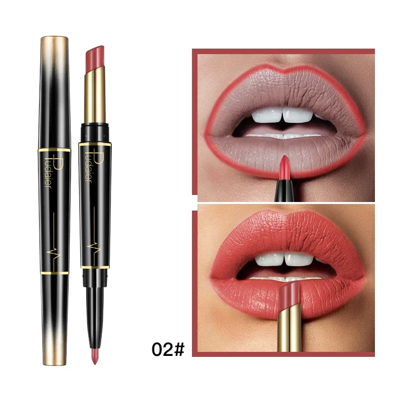 1pc Double head matte matte surface non stick cup two in one lipliner