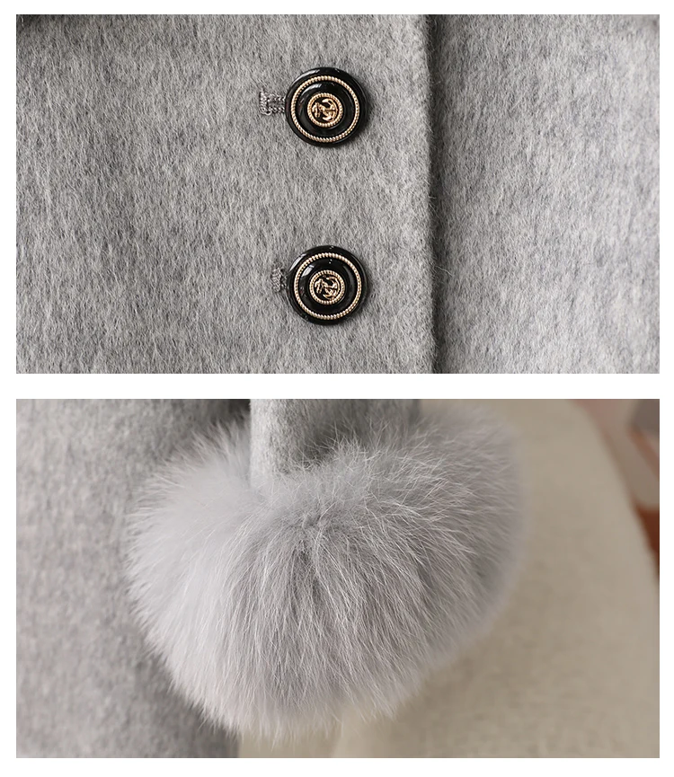 2024 Autumn/Winter New Women's Clothing Elegant and stylish detachable silver fox fur double-sided cashmere coat