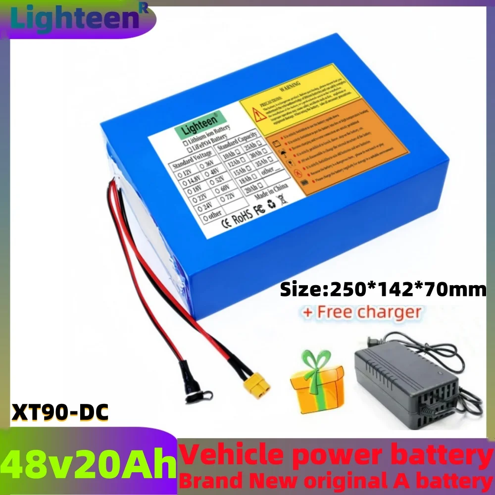 Original 48vDIY lithium battery ultra-long life large capacity 15Ah/20Ah/30Ah shell scooter power battery, built-in 50A BMS