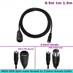3.5mm Stereo Jack Audio Cable 3.5 mm Aux Male M to F MIDI Din 5 Pin MIDI Male Female Plug High Quality 0.5M for Microphone MIC