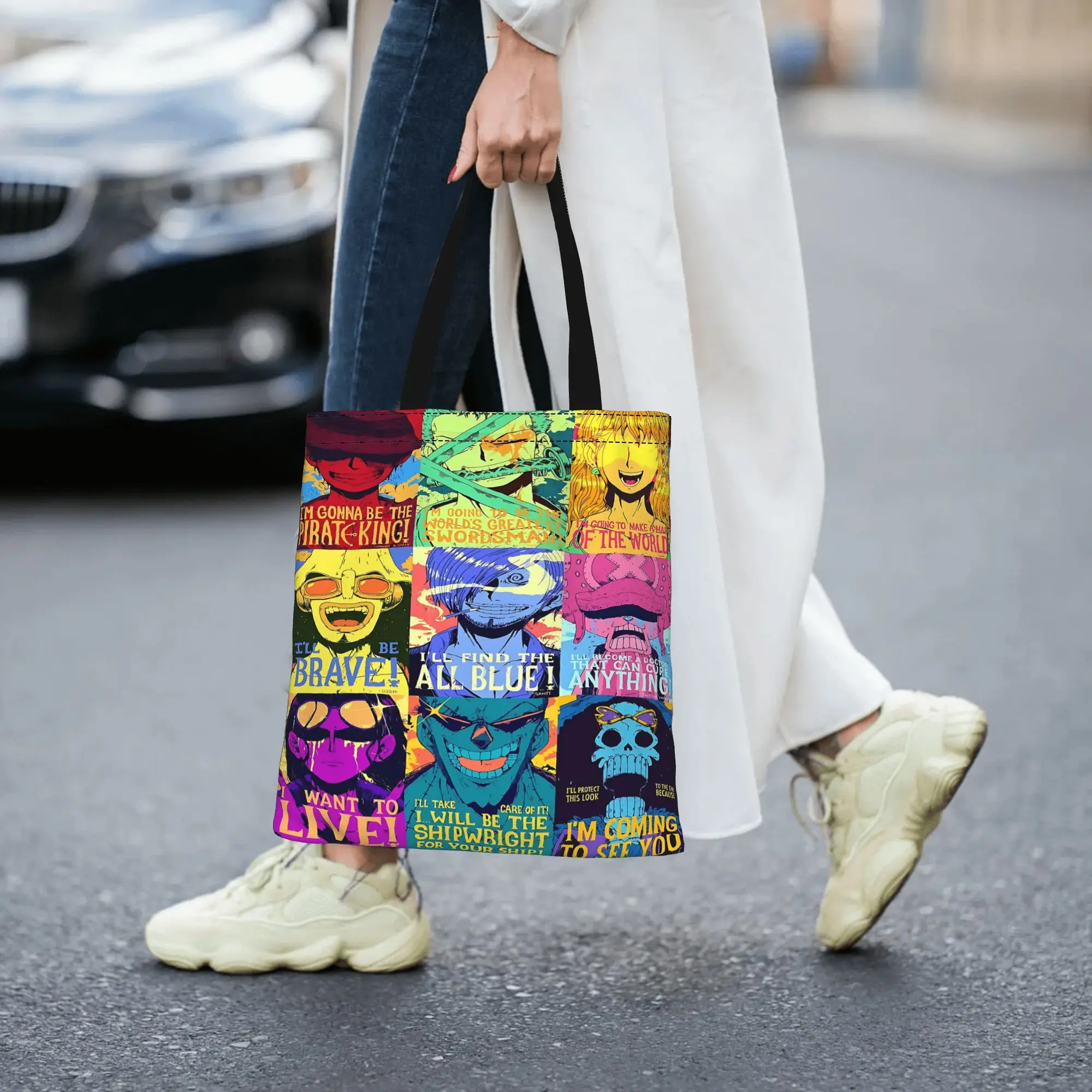 Customized Dragon Ball Z Women's Bag Shopping Bag Reusable Double Sided Canvas Tote Bag Shoulder  Handbag