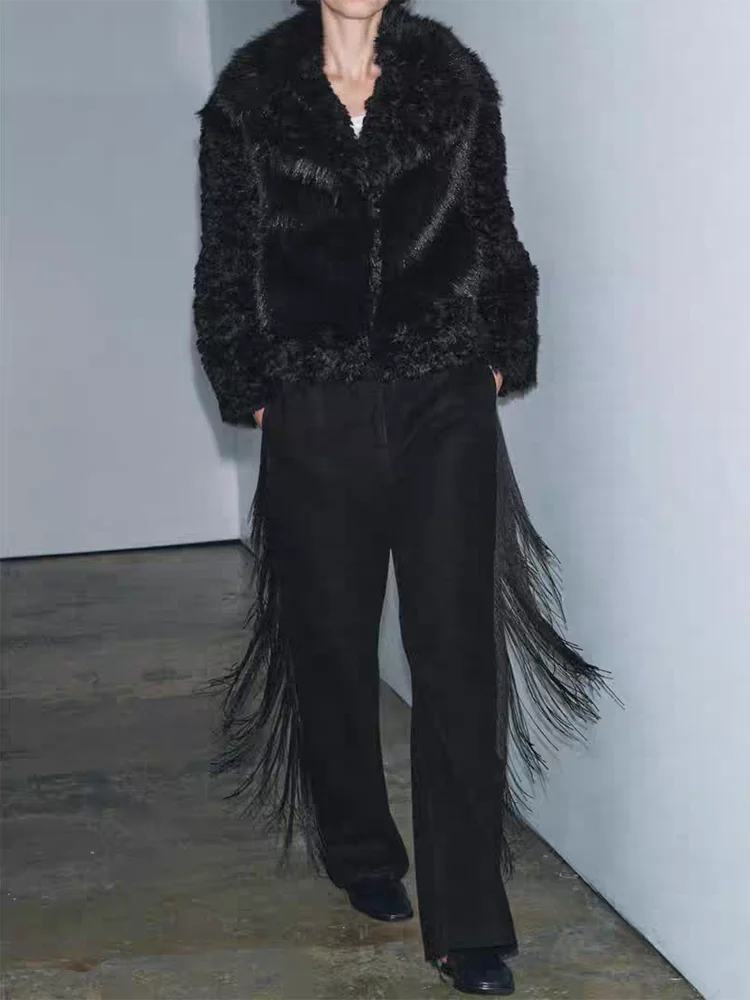 ファイオナブル 2025 冬 レディース ロングパンツ タッセル飾り 快適 ミッドウエスト 細見え 多用途 スタイリッシュ 新作