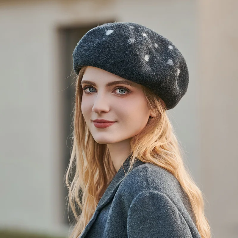 Elegant Lady Wool Beret British Vintage Painter Hat Luxury Quality Cashmere Warmer Felt Hat Berets Autumn Winter Women Boina Cap