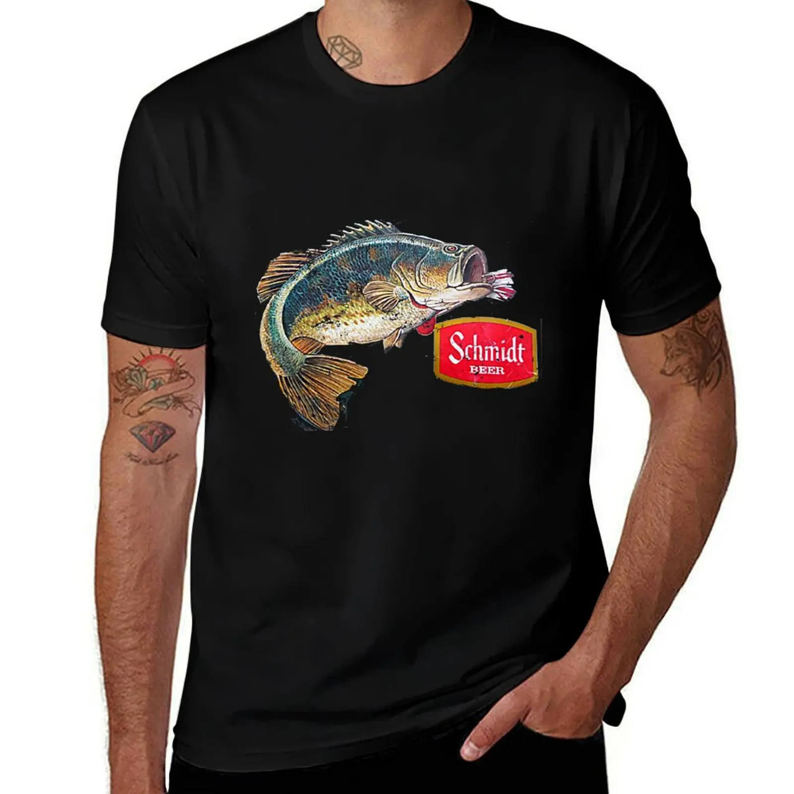 Schmidt Beer Bass T-Shirt Retro Graphic Print T-Shirt