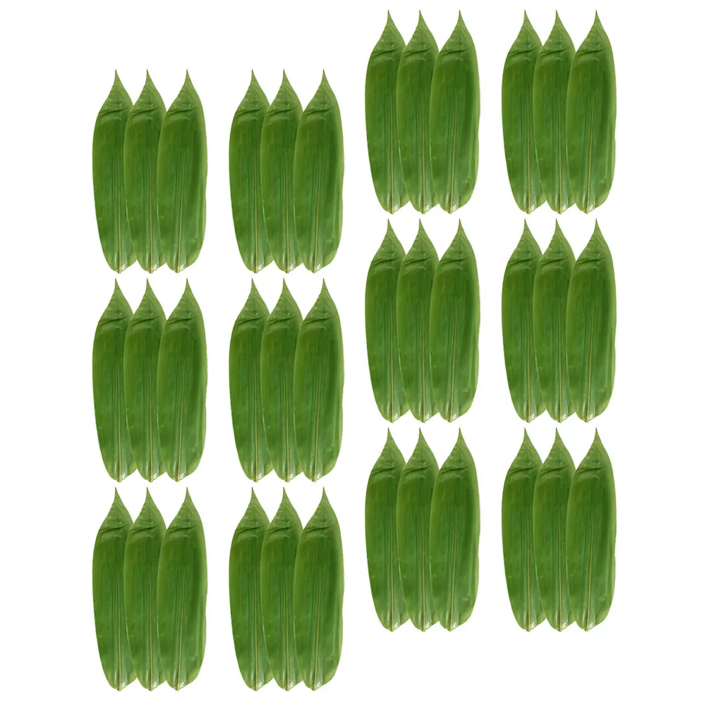

100pcs Bamboo Leaf Arrangement 20x6CM Slices Sushi Tray Ornament Decorative Leaf Japanese Food Mat Sashimi Plate Dinner Mats