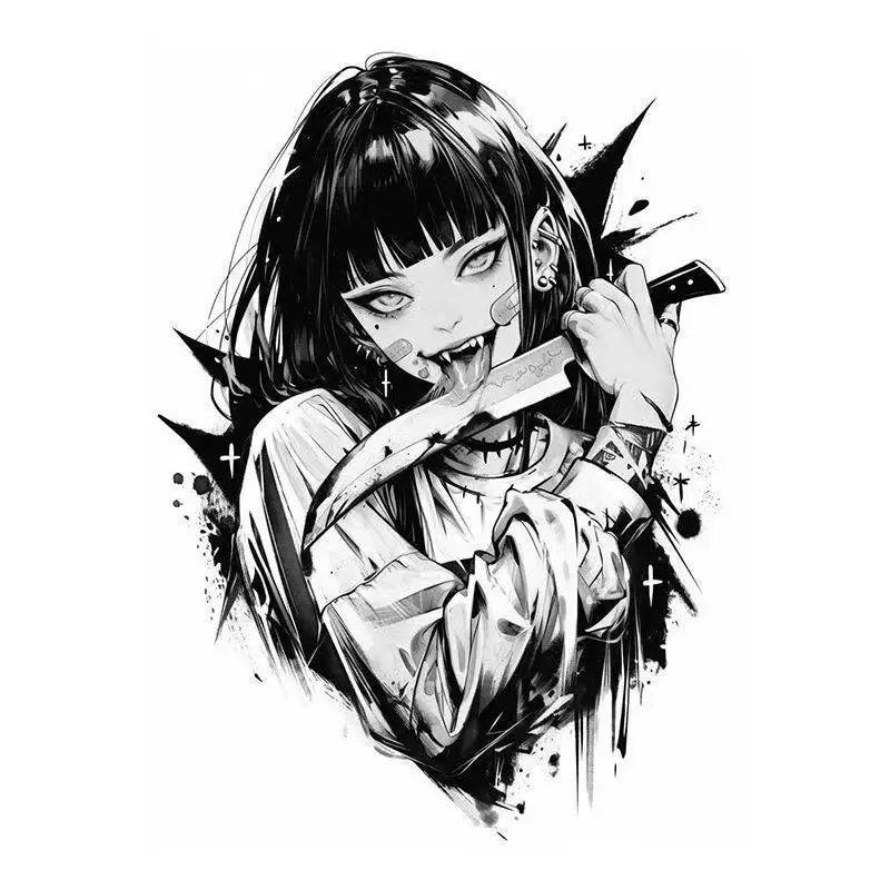 

Anime Evil Female girl Temporary Tattoos Herbal Juice Body Art Waterproof Long Lasting Fake Tattoo Sticker for Woman Man