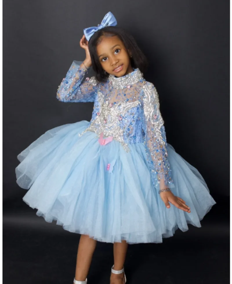 

New A-Line Flower Girl Dresses for Wedding Beading Crystals Kids Birthday Gowns Girls Photoshoot Party Pageant Dress