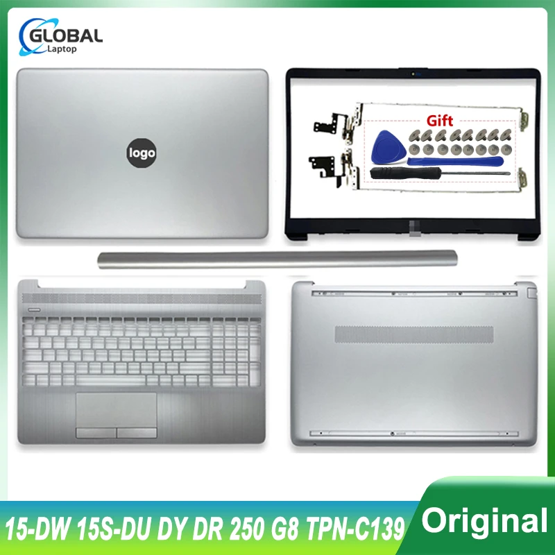 Laptop Mới Dành Cho HP 15-DW 15S-DU 15S-DY DR Laptop Lưng Nắp Trước Bản Lề Palmrest Dưới Da Ốp Lưng bạc