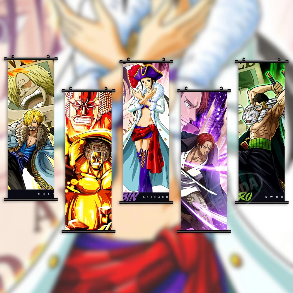 

Home Decor Anime Print One Piece Wall Art Robin Poster Zoro Canvas Nami Pictures Sanji Scroll Usopp Hanging Painting Living Room