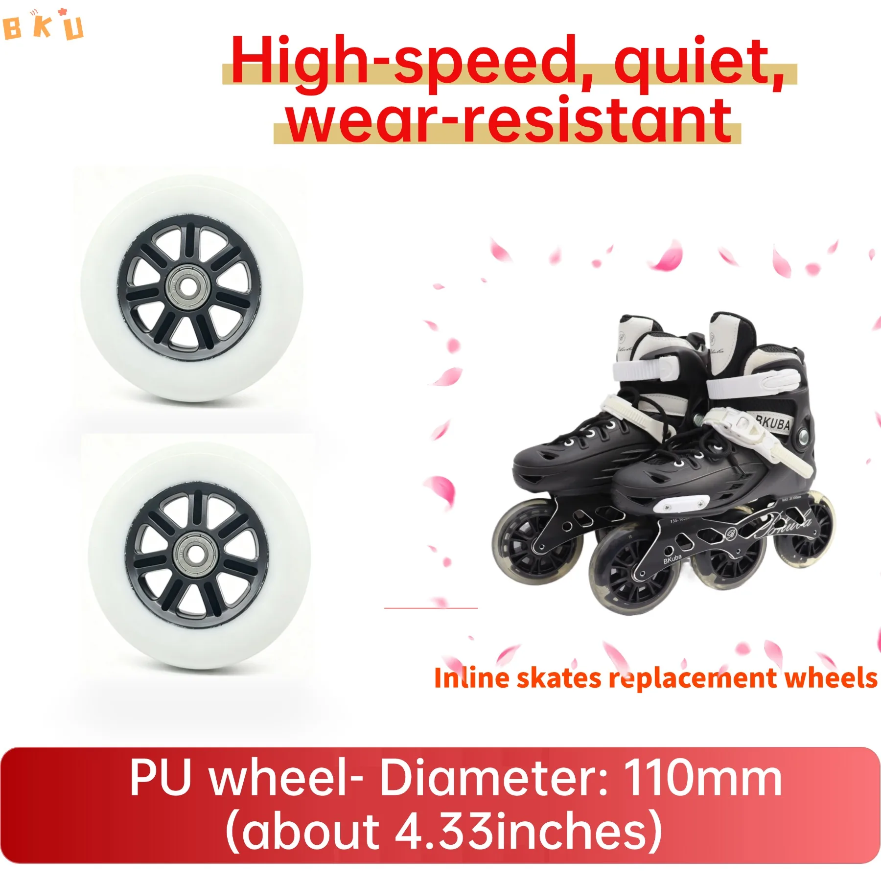2 peças rodas de substituição de 110mm de diâmetro para patins inline grandes três rodas carrinhos e scooters