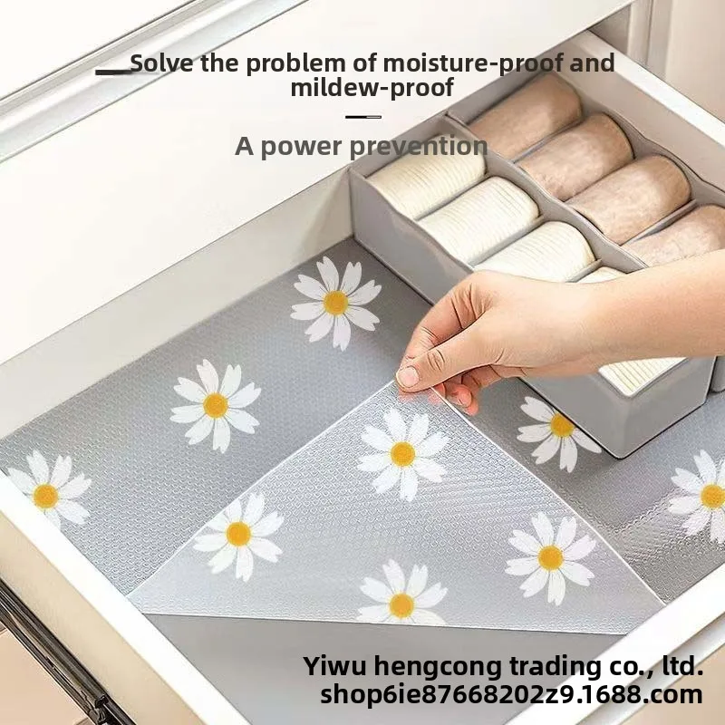 

1 Roll Daisy Shelf Liner For Kitchen Cabinets EVA Waterproof Fridge Pad Cupboard Mat Easy Placemats Non-Adhesive Drawer Liner