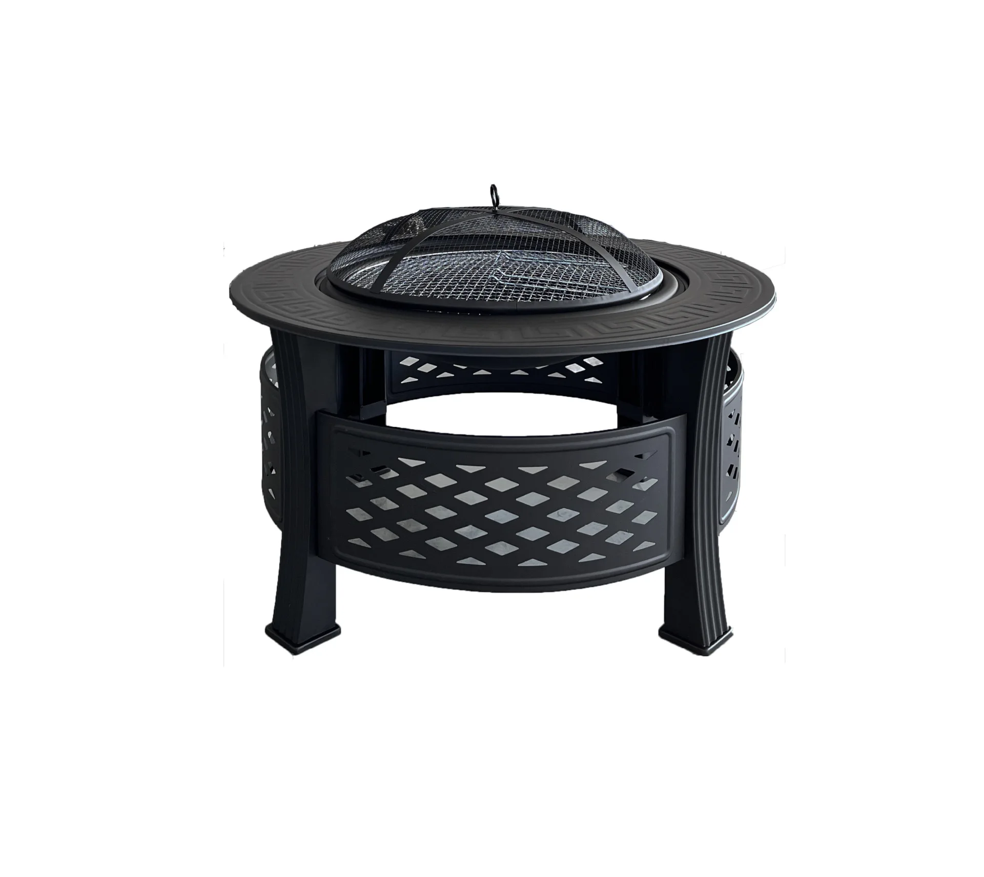 

Winter Garden Fire Pit Tea Table 4-6 Person Outdoor Fire Pit Barbecue Table with Grill Heating Stove