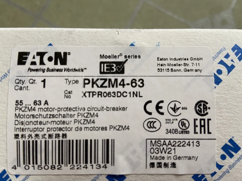 New Original Eaton Motor protector PKZM4-63