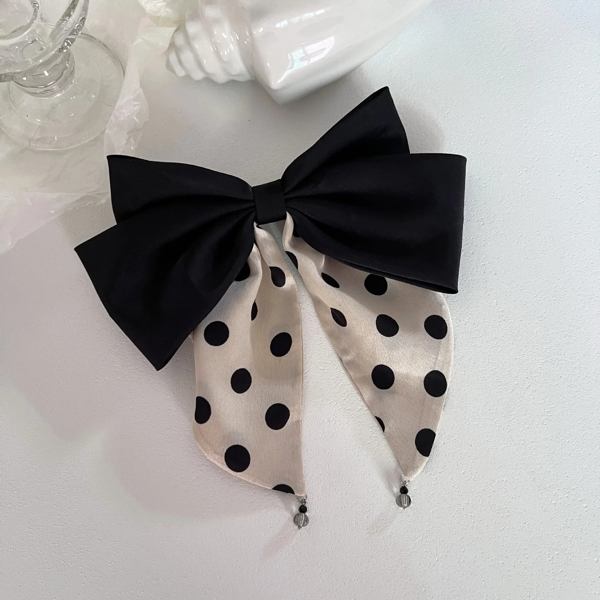 

Clip Fashion Simple Polka Dot Satin Spring Clip Barrettes for Women Girls Hairstyle Hair Accessories Handmade Elegant Bow Hair
