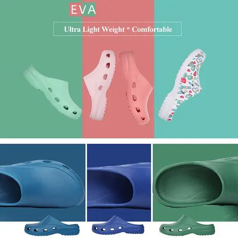 Nursing Shoes and Clogs EVA Breathable Scrub Shoes Medical Pediatrics Beauty Salons Lightweight Women‘s Healthcare Shoes X03