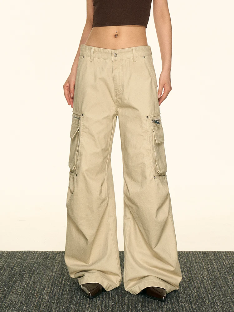 

Женские повседневные брюки Aaisup в американском ретро-стиле, тонкие, с плиссировкой, широкие, в пол, осенняя коллекция