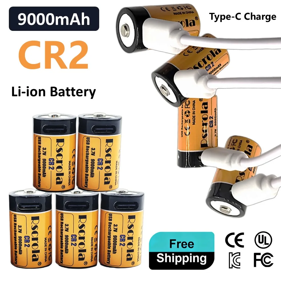 Wiederaufladbare CR2-Batterien, 9000mAh CR2 Lithium-Batterie, CR2-Batterie für Entfernungsmesser, Taschenlampen, Fotokameras, Babyphone