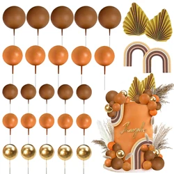 1 Set Retro Cake Topper Brown Orange Gold Decorations Balls Fall Thanksgiving Vintage Farm Birthday Baby Shower Party Supplies