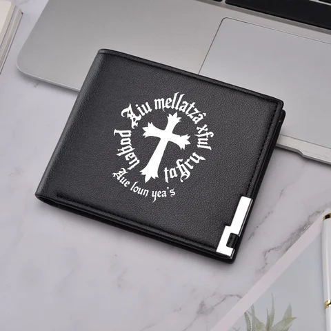 New Design Business Casual White Pattern High-Quality PU Leather Multi-Slot Short Wallet for Men