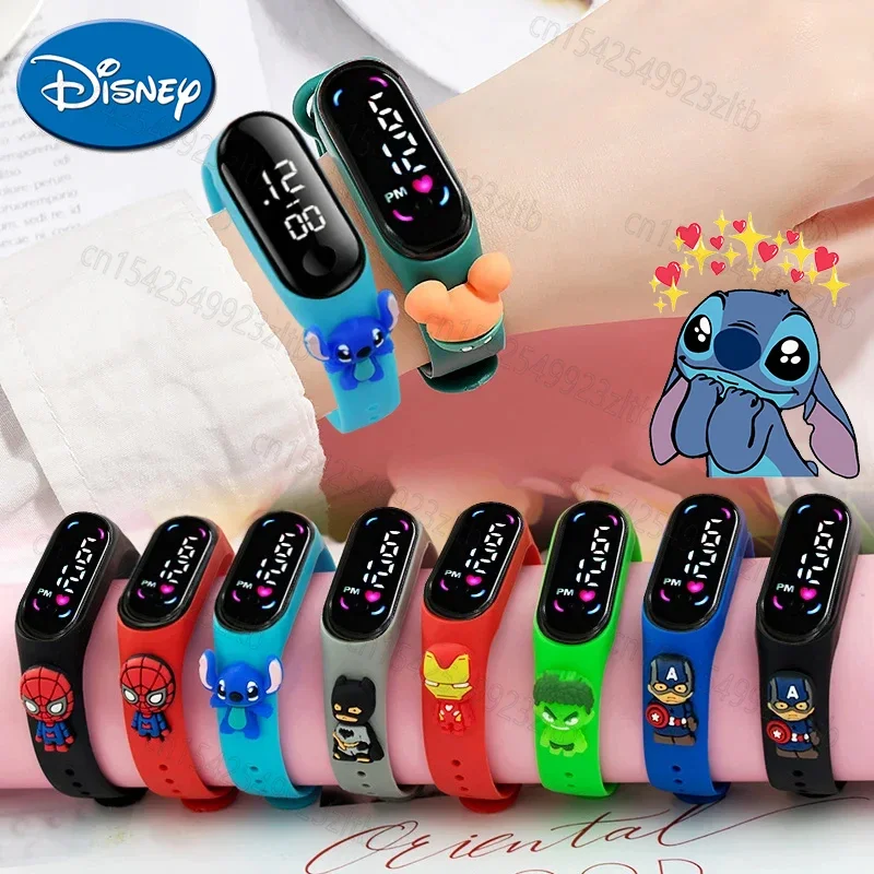 

Disney Digital Watch Stitch Mickey Mouse Anime Figure Spiderman Children Watch Sport Touch Electronic LED Waterproof Watchs Gift