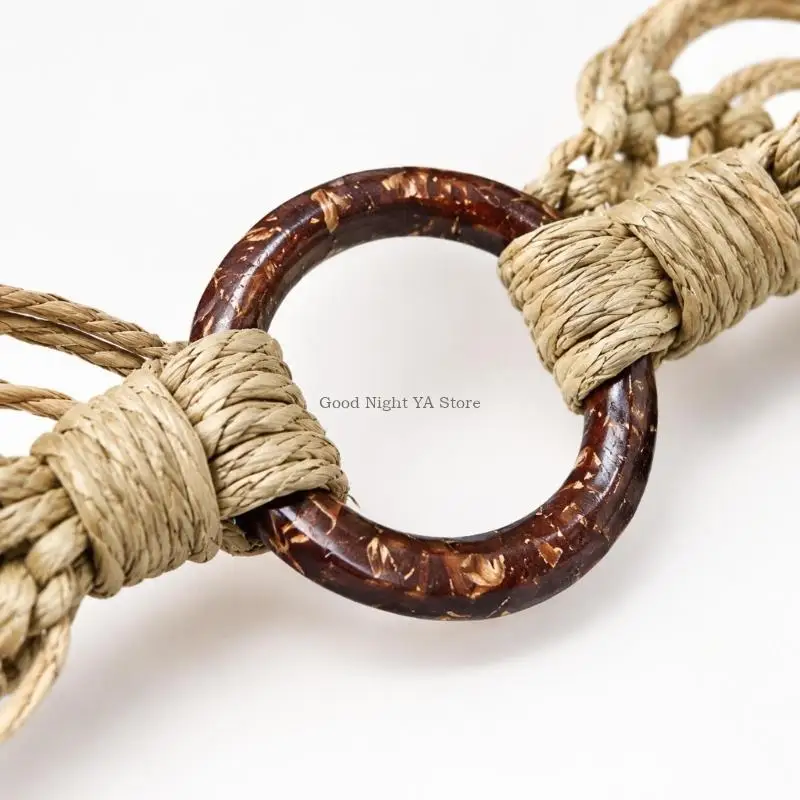  Hand Braided Openwork Hatband Knotted Pattern Woven Hat Cord for Sun Straw Hat