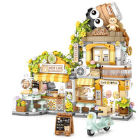 Mini City Coffee House Building Blocks Set, Modular Cafe Building Kits for Blocks Lovers and Adults Who Love Coffee, 1077 Pieces