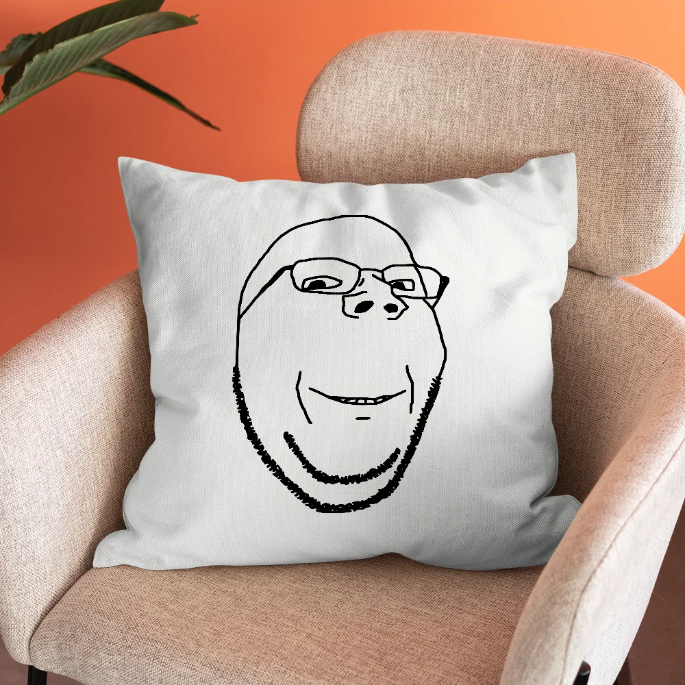 Smiling Wholesome Wojak Soyjak Pillow Case Soft Cushion Case for Farmhouse Sofa Decor Home Decorations and Protector Pillow Case