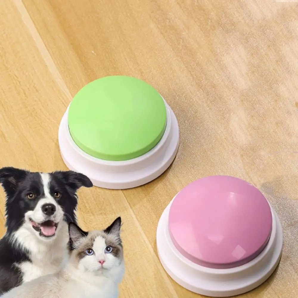 Recordable Pet Voice Recording Button Yellow/Blue Easy To Press Cat Talking Button Lightweight with Sticker Dog Answering Button