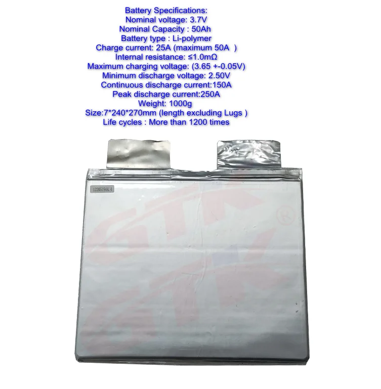 Gtk ternario 3,7 V 30Ah 40Ah 50Ah 60Ah li batería de iones de litio baterías rectángulo bolsa celular células lipo li-po paquete de polímero