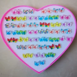 36 Pairs Antiallergic Color Resin Butterfly Stud Earrings for Girls Fruit Animals Ear Studs Set Mix Women Jewelry Kids Earrings