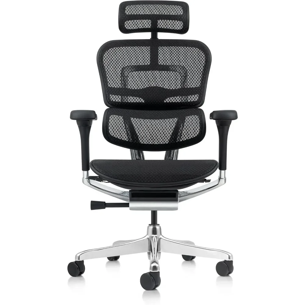 High Back Black Mesh Office Chair with Adjustable and Flexible Lumbar Support – Headrest, Seat Slider, Armrests