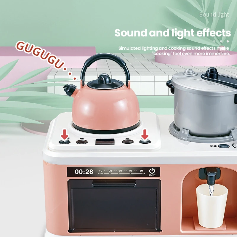 Faire semblant jouer Puzzle préscolaire jeu de rôle ensemble de jeu de cuisine jouet enfants cuisine nourriture jouets de cuisine avec musique Spray jouets cadeaux de noël