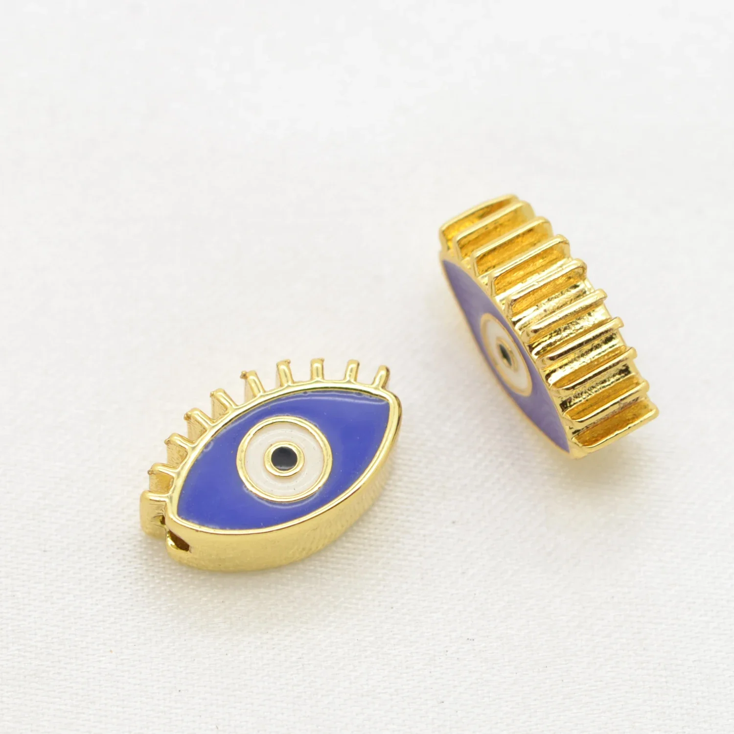 15 Pcs Colorful Enamel Spacer Bead Diy Necklace Bracelet Jewelry Making Turkish Devil Eye Charms Copper Gold Plated Accessories