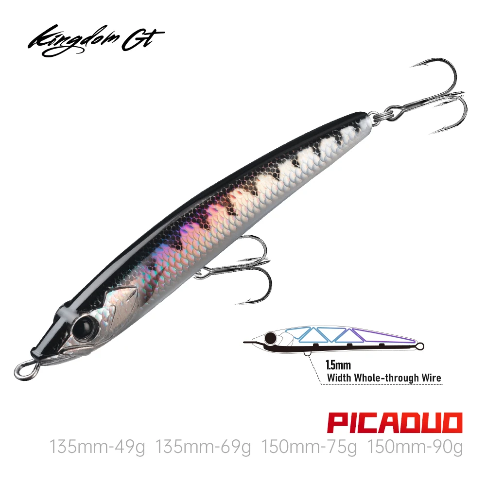 

Воблер Kingdom GT Sinking Pencil Lure 49г 69г 75г 90г для крупной рыбы, искусственная жесткая приманка для троллинга в соленой воде, для ловли тунца, морская рыбалка