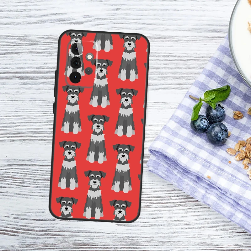 Cartoon Schnauzer Dog Case For Samsung Galaxy A54 A34 A14 A13 A33 A53 A12 A32 A52 A71 A51 A15 A25 A55 A35 Cover