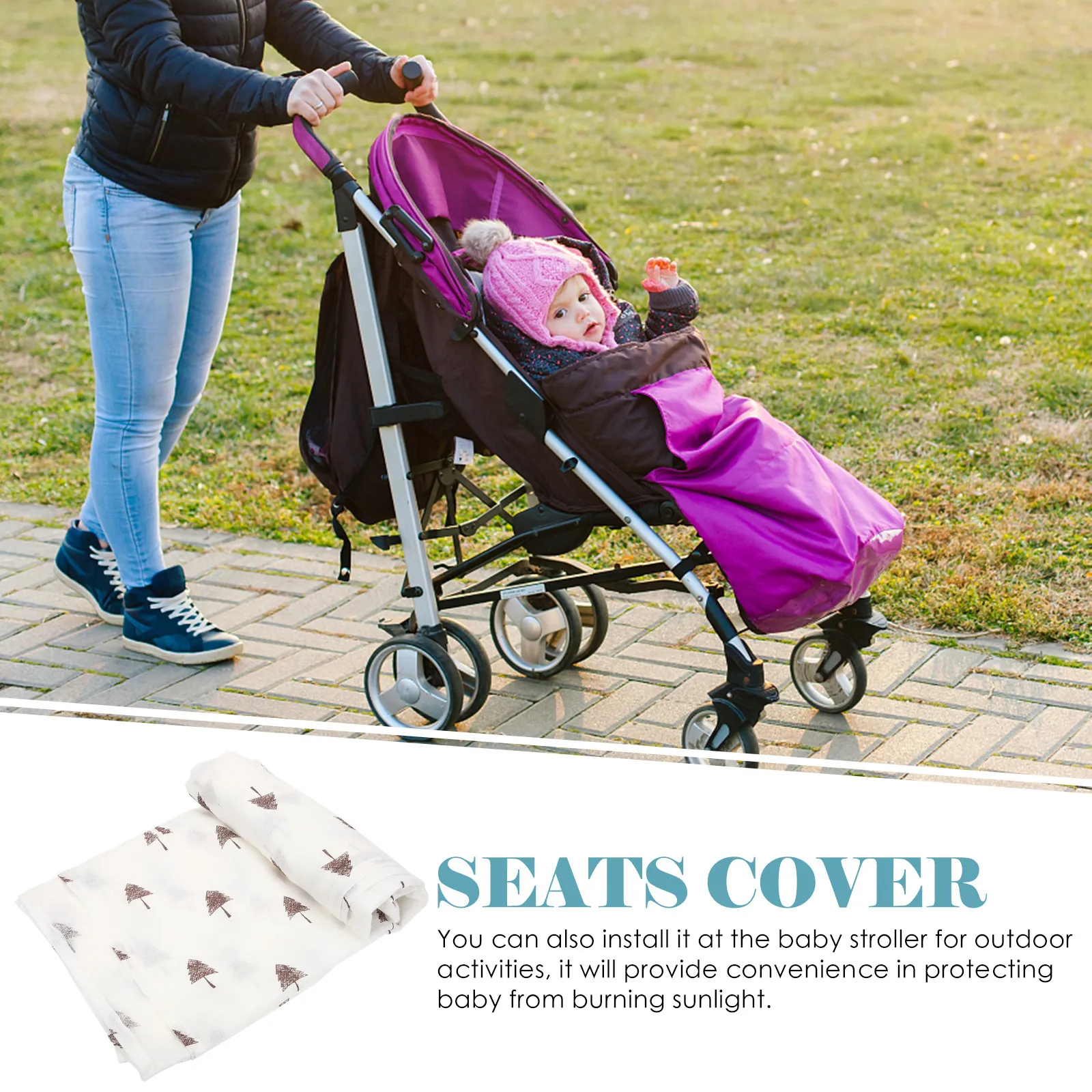 Cotton Stroller Cover Shade Cover Multi Purpose Summer Blanket Stroller Awning for Outdoor Activities Travel