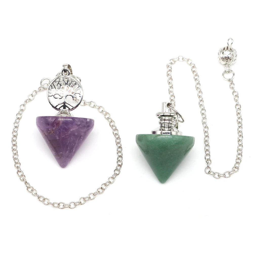 Natural Stone Crystal Pendulum Reiki Pendant Tree of Life Pendulum for Dowsing Scrying Divination Pendulo Quartz Jewelry Gift