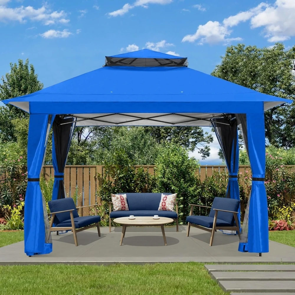 

13x13 Pop Up Gazebo, Outdoor Canopy Tent, Instant Screened Shelter with Mosquito Netting, Customized